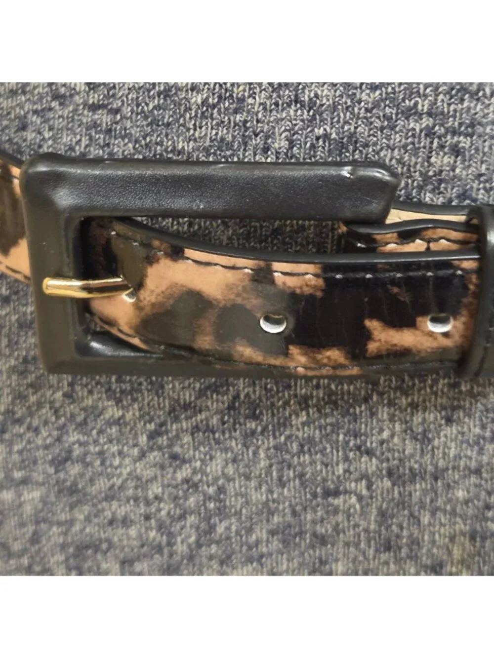 Nine West Belt Womens Size L Leopard Print Faux Leather Rectangular Buckle